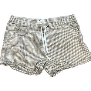 Women’s Linen Blend Checkered Shorts XL Beige White Spring Summer Casual